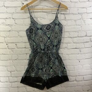 Rainforest Cafe Souvenir Romper Womens Sz M Teal Black